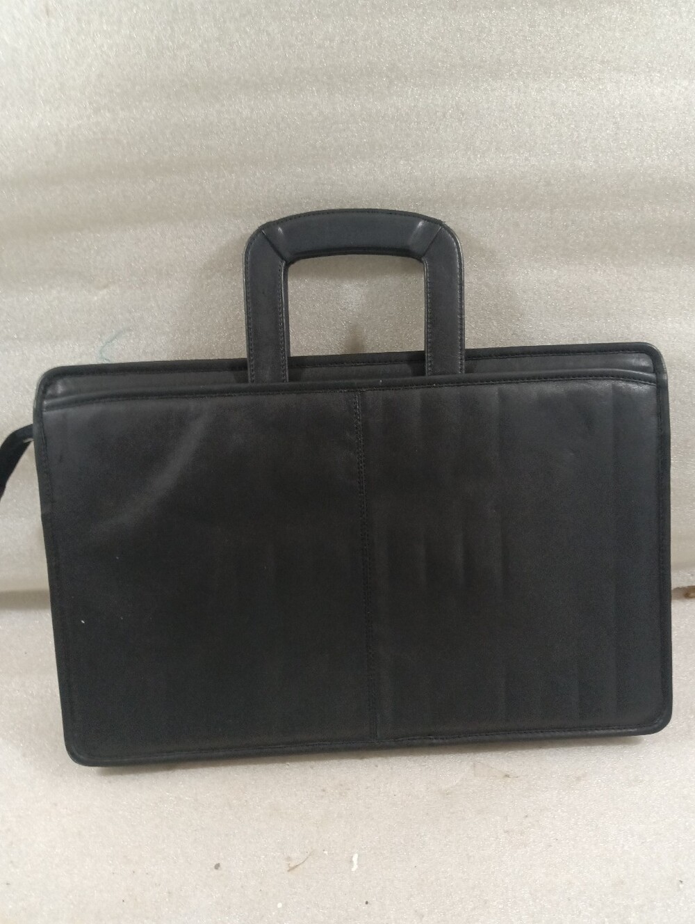 Vintage Black Leather Portfolio Attache Bag Zip Top Handles Wilson Leather